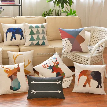 Nature Linen Fabric Digital Printing Design Custom Pillow Case