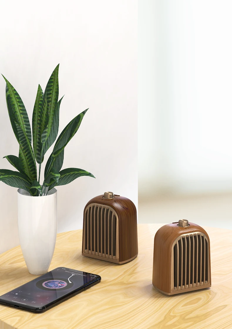 OneDer V8 V5.0 Bluetooth (TWS) with Magnetic Function Speaker Dual Wooden Wireless Speaker with Shoulder Strap - ANKUX.COM