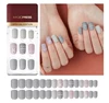 French Nail Tips Free Glue Medium Full Cover Flat Artificial Nails with Glitter