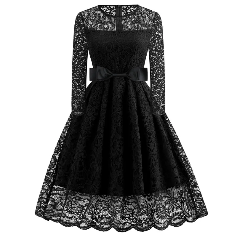 

Lace Vintage Cocktail Dress Casual Dress Women Lace Swing Party Dress
