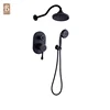 2 Functions Black Brass Concealed Installation Bath Shower Faucet Set With Shower Head And Hand Shower