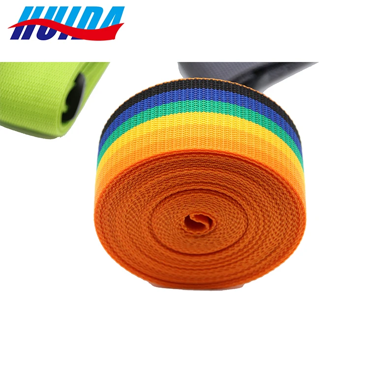 

Custom Rainbow Colored Pp jacquard Nylon Webbing Tape for garden seat belt and bags, Rainbow colors or customized