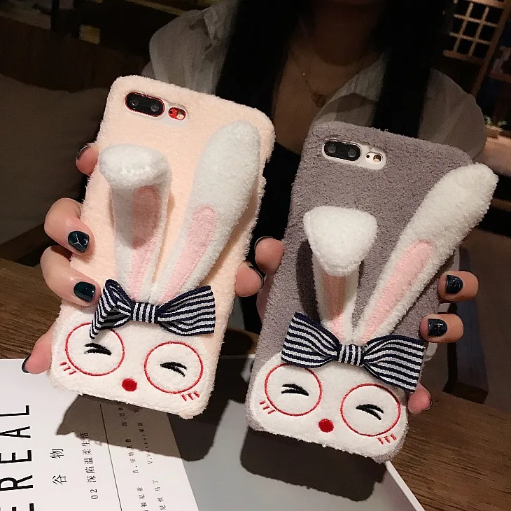 Phone Accessories Soft Tpu Fur Phone Case Lovely 3d Long Ear Stuffed