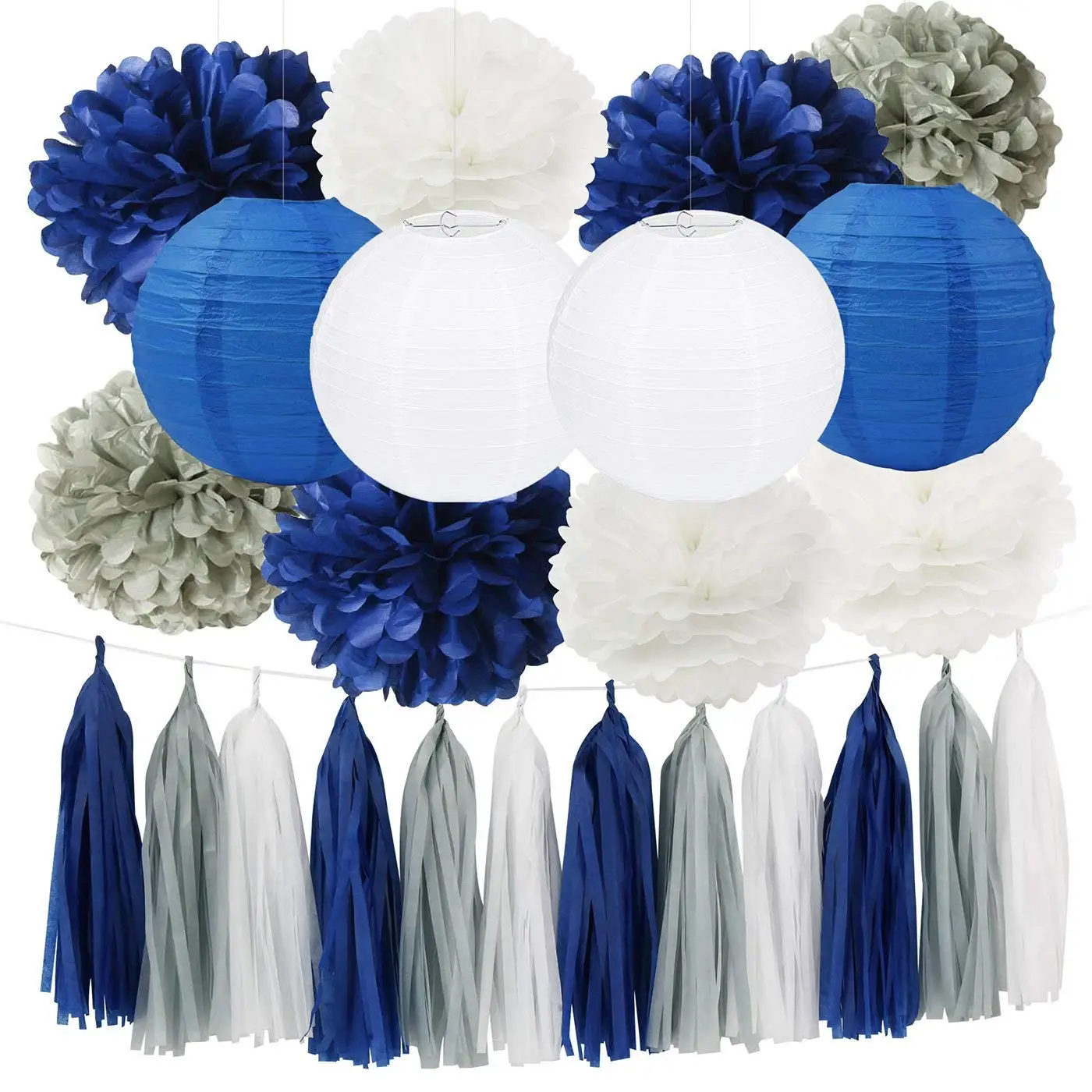 navy and gray baby shower decorations