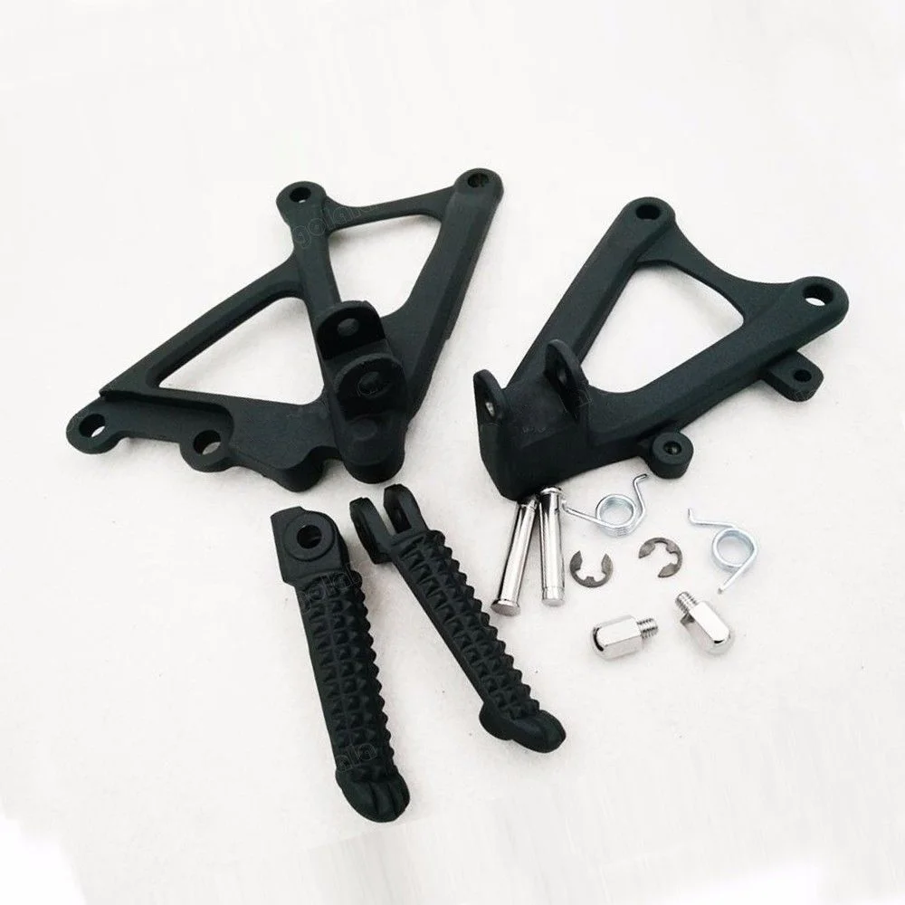 

Black Silver Color Motorcycle Front Foot Pegs Brackets Footrests Footpeg Foot Rests For Yamaha YZF-R1 2009-2011, As photo show