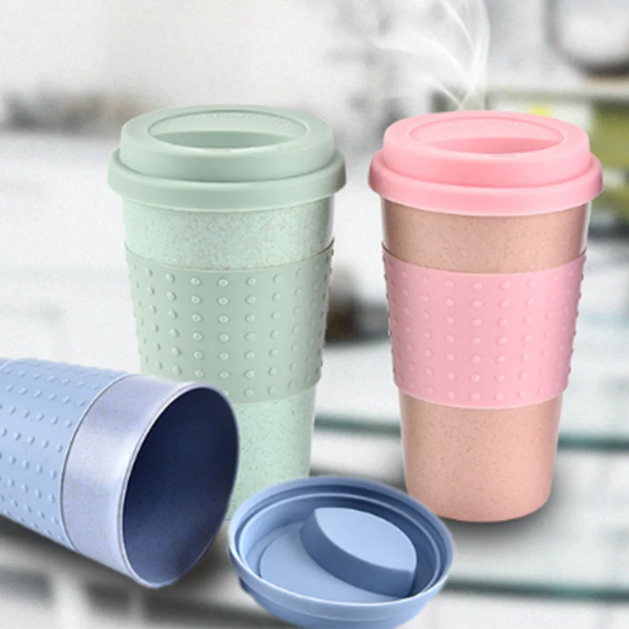 Zogift Bamboo Fiber Take Away Coffee Cups With Lid Biodegradable Bamboo