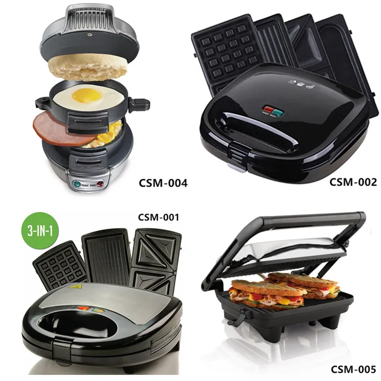3 In 1 Electric Sandwich Maker With Detachable Nonstick Waffle And