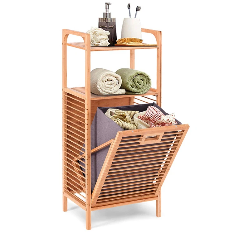 Space Saving Storage Bathroom Bamboo Laundry Basket