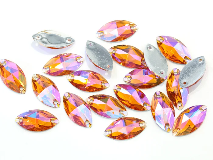 OLeeya Hot Sale 13*17mm Resin Crystal AB Cosmic Stones Flat Back Sew on Rhinestones for Garment