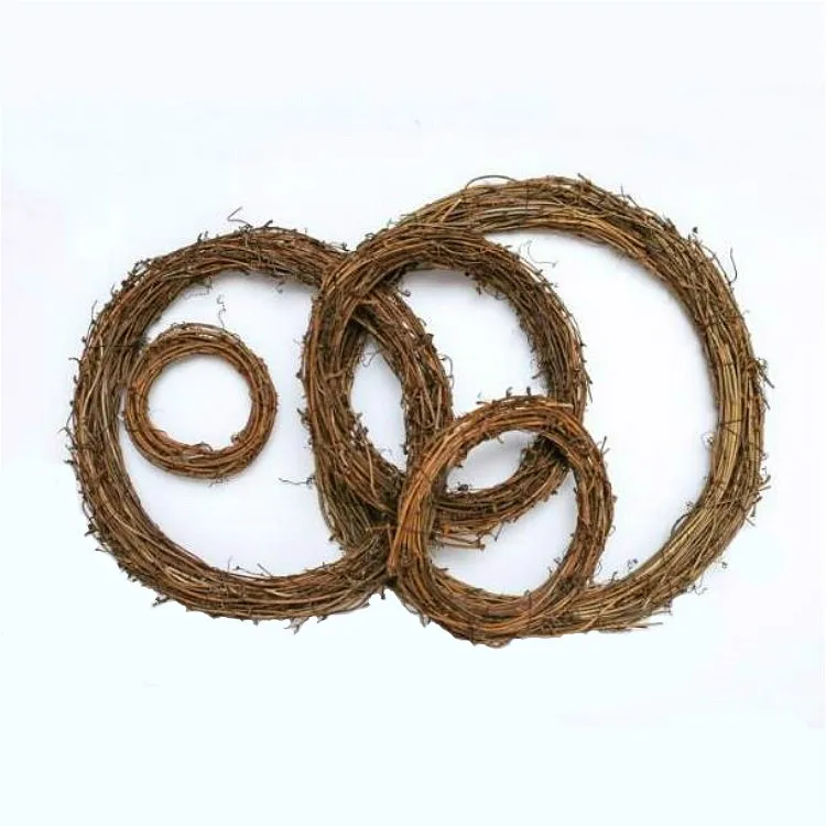 Custom Natural Wicker Rattan Wreath Hand Bare Circle Diy Christmas