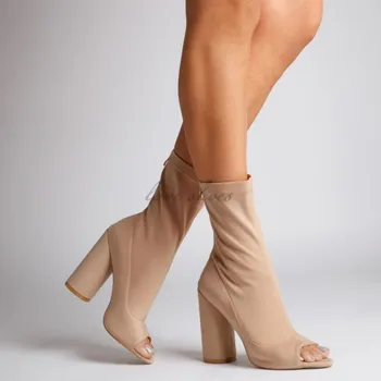 womens low heel peep toe booties