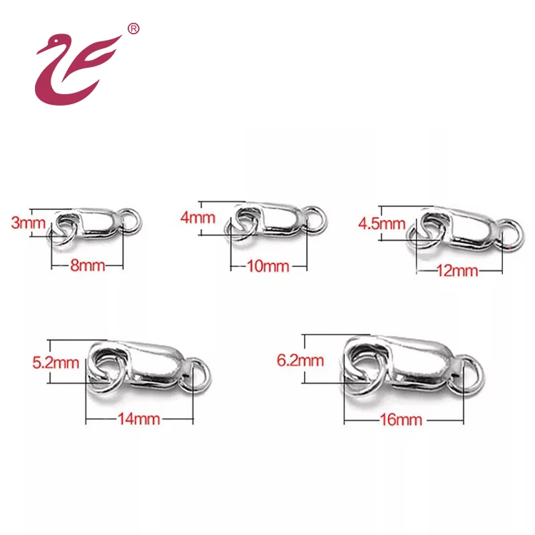 2018 Fashion jewelry findings sterling silver custom size adjustable lobster clasp for pearl necklace clasp