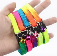 

Wholesale Cheap plain cute plain nylon rainbow dog cat collar with bell