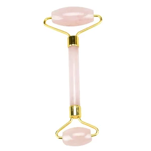 Luxury Beauty 100% Best Natural Stone Rose Quartz Royal Anti aging Welded Double  Facial Massage Jade  Roller
