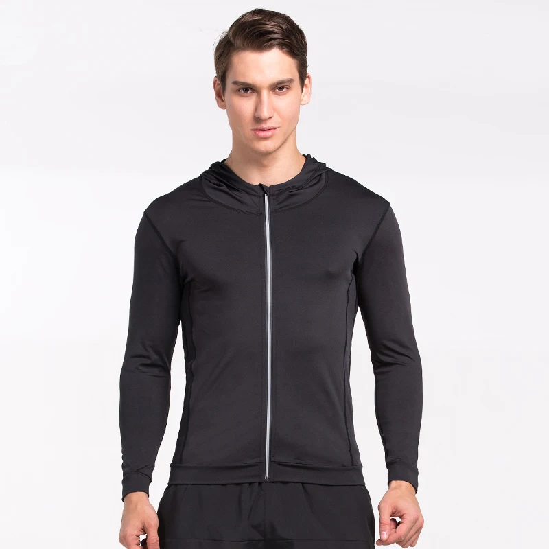 

Fashion Men's Compression Long Sleeve Shirts Zipper Blank Hoodies GYM Fitness Clothing, N/a