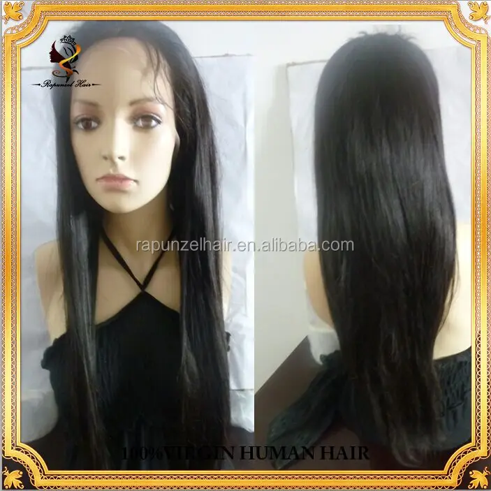 

Unprocessed raw natural black straight cheap human hair wig brazilian full lace wigs with baby hair