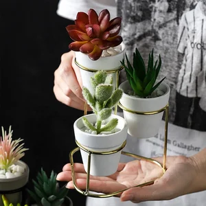 Image of ceramic plant pot metal flower stand for wedding decoration