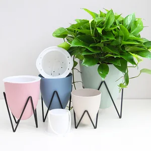 Image of Wheat straw egg shaped wrought iron lazy flower pot Environmentally friendly flower pot