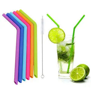 Image of Hot Sale Reusable Straight or Bent Reusable Silicone Drinking Straws
