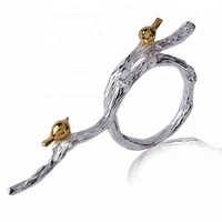 

Fashion Bird on Branch Adjustable Silver ring 925