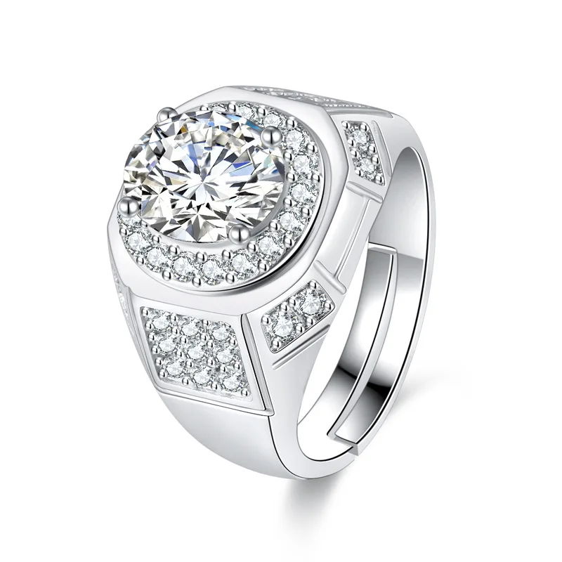 

Best selling men's Europe and the United States new platinum-plated domineering zircon ring wild noble banquet jewelry