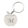 Silver apple shaped engraved key chain keychain