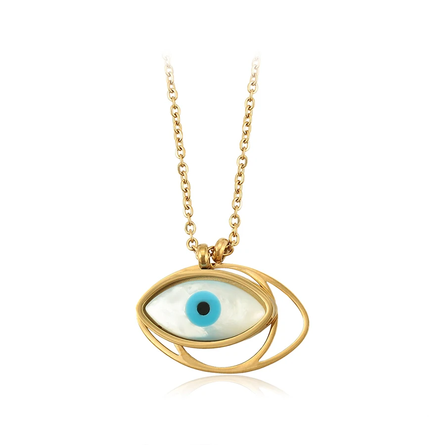 

00908 Xuping Fashion Jewelry 14K Stainless Steel Gold Plated Personalized Pendants Evil Eyes Necklace For Women, 14k gold color