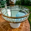Wedding furniture decoration round shape glass top wedding cake table