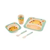 Children's tableware bamboo fiber set 5-pieces baby green tableware plate fork spoon bowl gift box Bamboo Children's Tableware