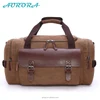 AURORA wholesale amazon popular men brown leather canvas travel duffel bag