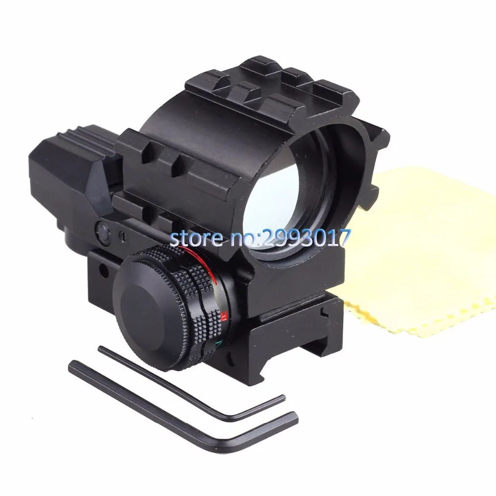 

Tactical Holographic 4 Reticles Projected Red Laser Green Dot Reflex Sight Scope 20mm Picatinny Mount for Hunting Airsoft Guns, Black