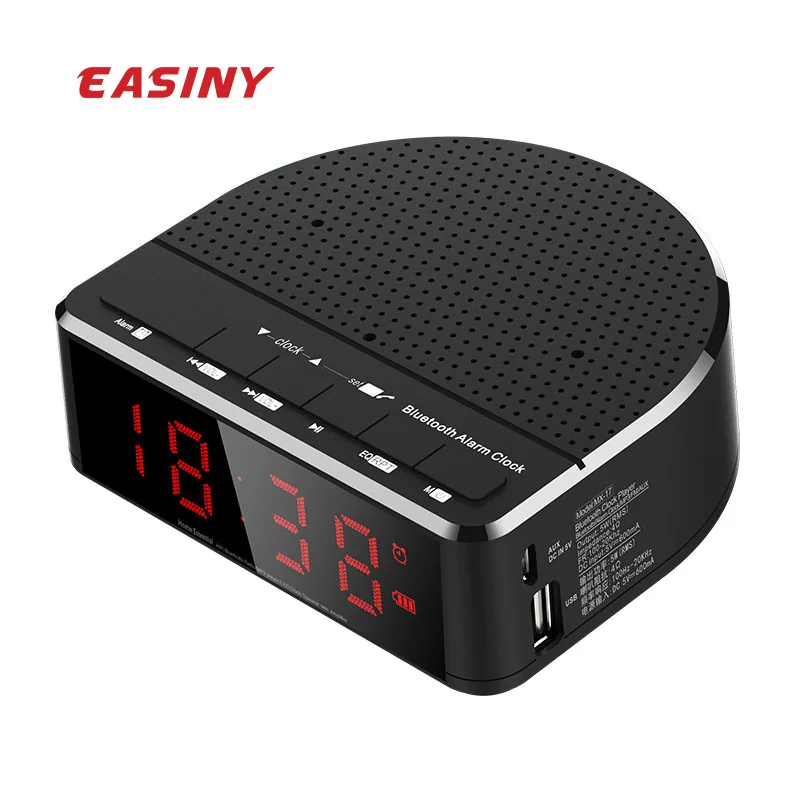 

Easiny MX-01R 2019 new products portable digital alarm clock red led mini fm radio subwoofer mp3 player BT wireless speaker, Black,white