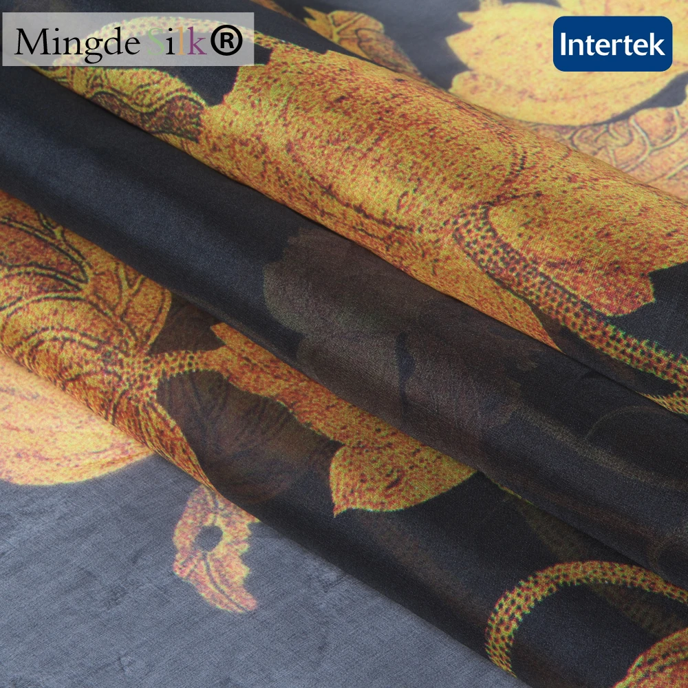 
printed pure silk organza fabric 8mm 