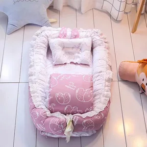 Image of Baby Lounger for Newborn Baby Nest for Bedroom Portable Infant Bassinet Sleeper Bed for Co-Sleeping Cotton Soft Breathable
