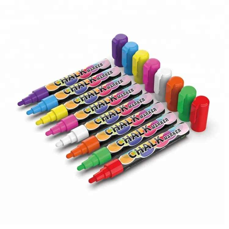 
OEM/ODM Erasable 6mm Reversible Tip Fluorescent liquid chalk Marker Pen 10 Colors/Set,Private Label 