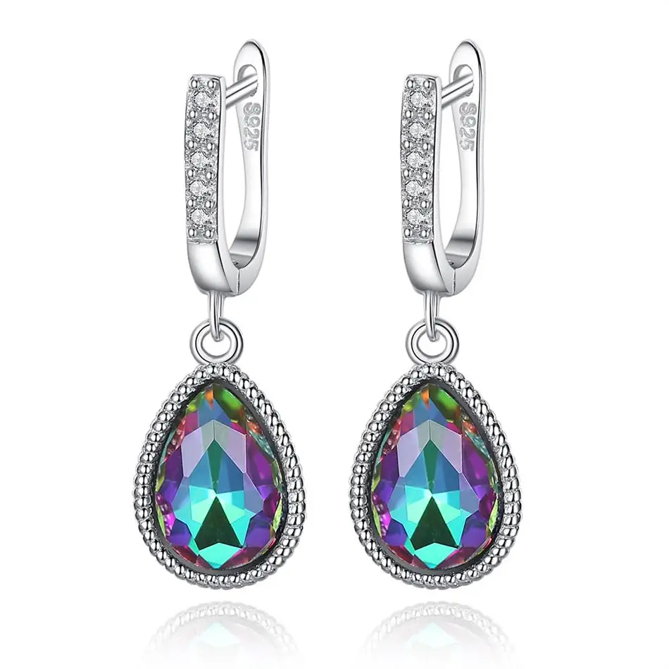 

Vintage 925 Sterling Silver Earrings Western Style Purple Diamond Water Drop Earrings Fashion Silver Jewelry For Women
