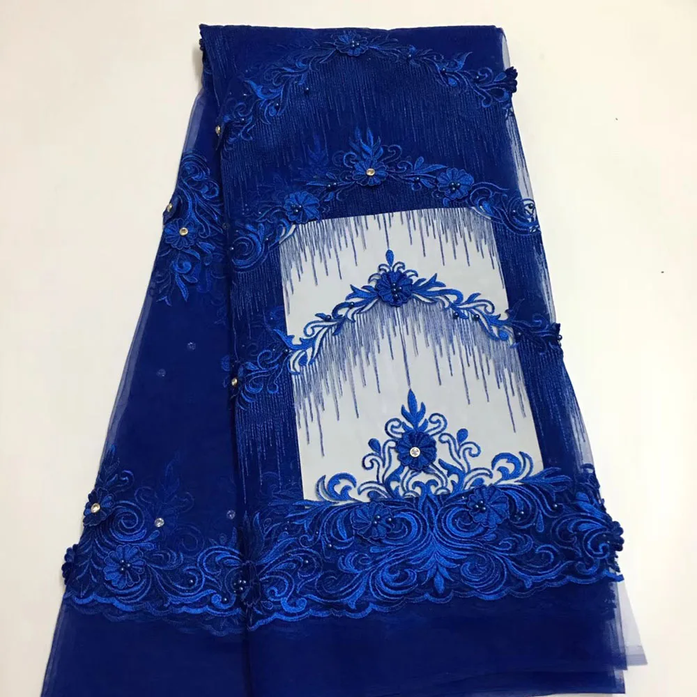 

Beautifical tulle african lace embroidery fabric royal blue lace ML41N39, Customized