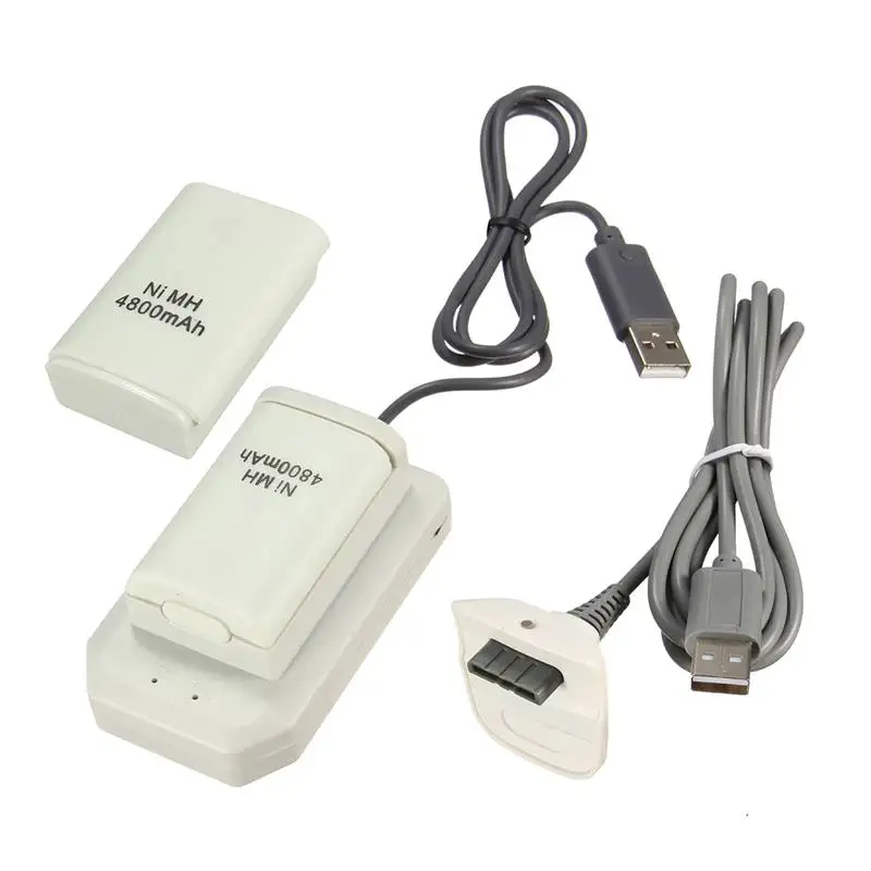 

2 Batteries+1 Charger+1 Usb Cable Charging Kit For Xbox 360 Battery Wireless Controller 4800mAh Rechargeable Battery Pack