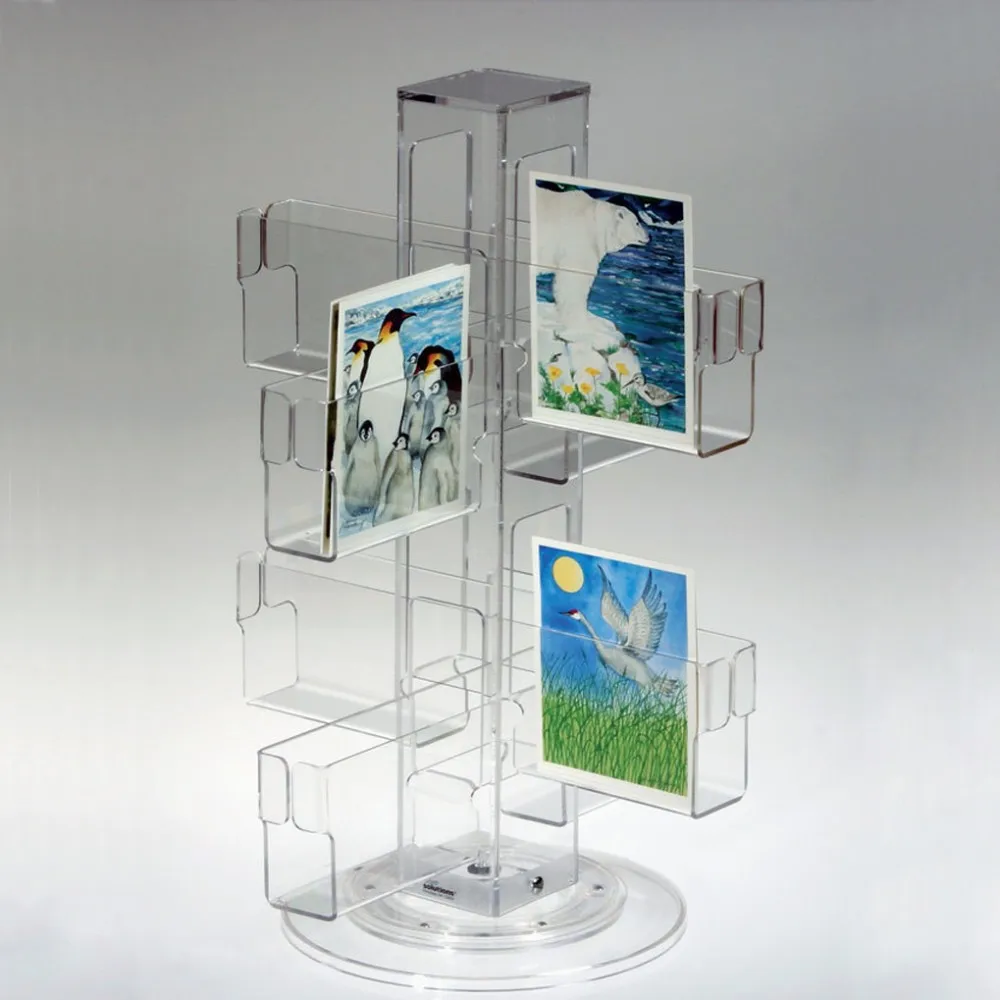 16 Pocket Tabletop Acrylic Postcard Display Spinner,Rotating Acrylic