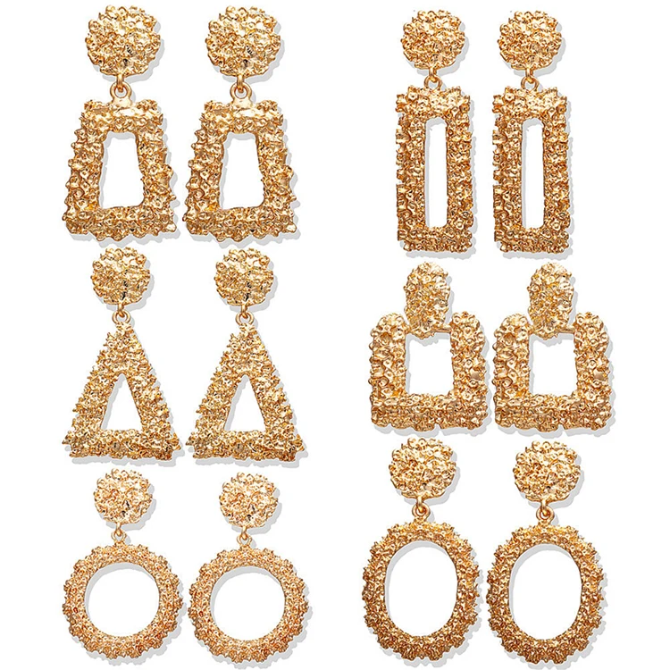 

Small Order Stylish Modern Gold Earrings For Women Big Bulk Heavy African Bold Earrings Wholesale Jewelry 2019, Gold;rose gold