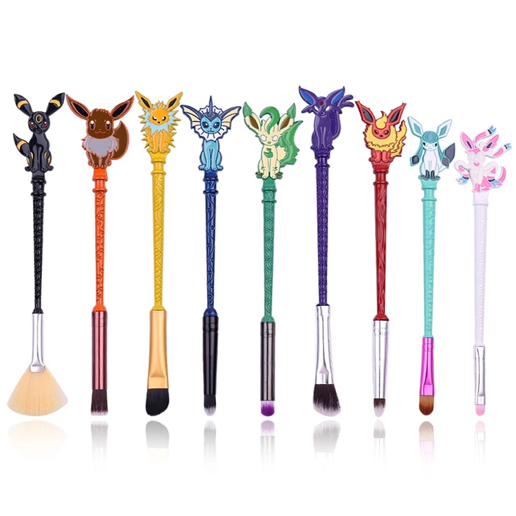 

9PCS/Set Eyeshadow Pokemon Make Up Brush Set Lovely Animals/Game Women Cosmetic Pro Blending Metal Makeup Brushes