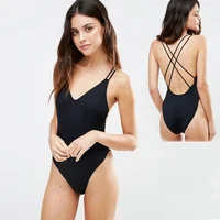 

Custom Design Solid Color Women Sexy Swimsuit Beachwear one piece Swimwear In stock