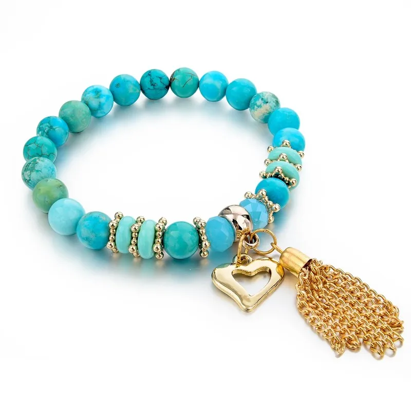 

Blue Handmade Charm Crystal Natural Stone Bracelets For Women Bracelets & Bangles Gold Filled Tassel Jewelry SBR 150343