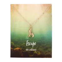 

Personalized Customized make a wish card necklace I love you MOM gold escaping mermaid/Pearl/magical talisman lotus necklaces