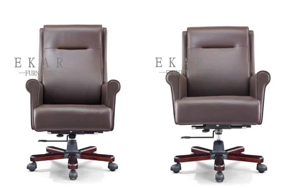 Luxury Leather High Back Office Chair Reddish Brown Executive Chair factory