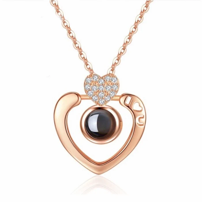 

Women Jewelry 100 Language I Love You Sterling Silver Heart Pendant Necklace
