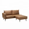 European Style Pu Sofa,Brown 2 Seater Loveseat Sofa with A Moveable Table for Living Room,Hotel,Restaurant