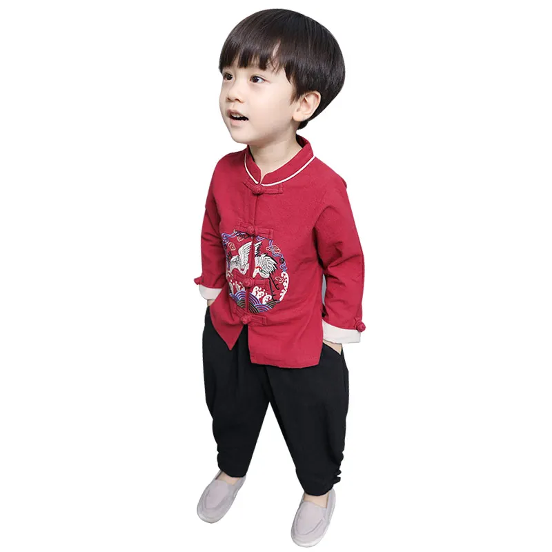 

baby hanfu vintage ethnic style long sleeve children tang suit Chinese traditional clothing for kids