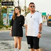 Oversize retro style crewneck casual mens t-shirts 100% Cotton short sleeve loose leisure patch pocket Tshirt