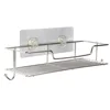 Good quality self adhesive bathroom shampoo rack with a hook hot sale metal waterproof bathroom shelf